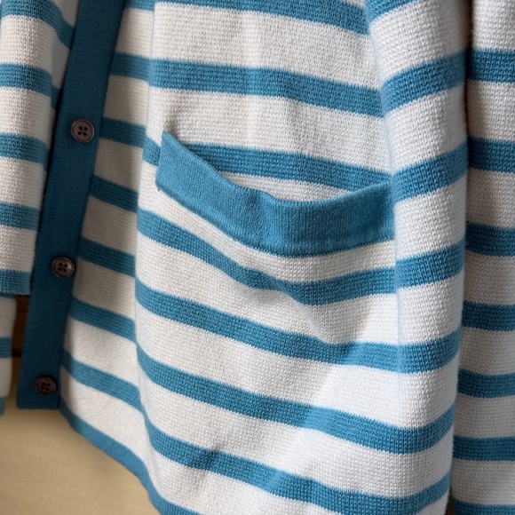Boden Cream and Light Blue Striped Cardigan Blazer - Picture 4 of 7